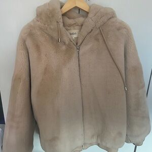 Ba&sh Wallace Faux Fur Coat Cream Hooded Teddy Jacket Size 2